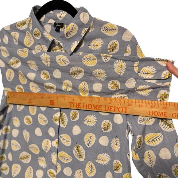 Shana Womens Tunic Lagenlook Art to Wear SIZE SMALL Button Up LEAF Print Fall - Picture 6 of 13